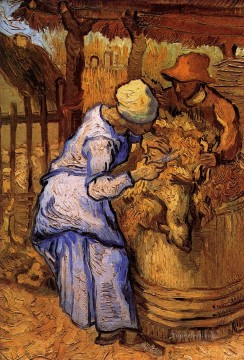 Vincent Van Gogh Painting - Esquiladores de ovejas Después de Millet Vincent van Gogh